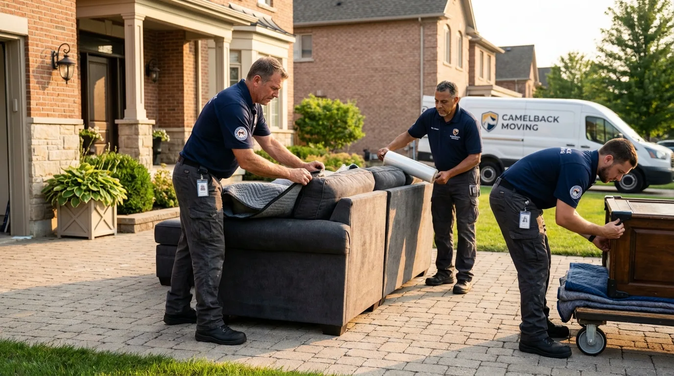 Large estate moving crew wrapping furniture in Lonoke, AR